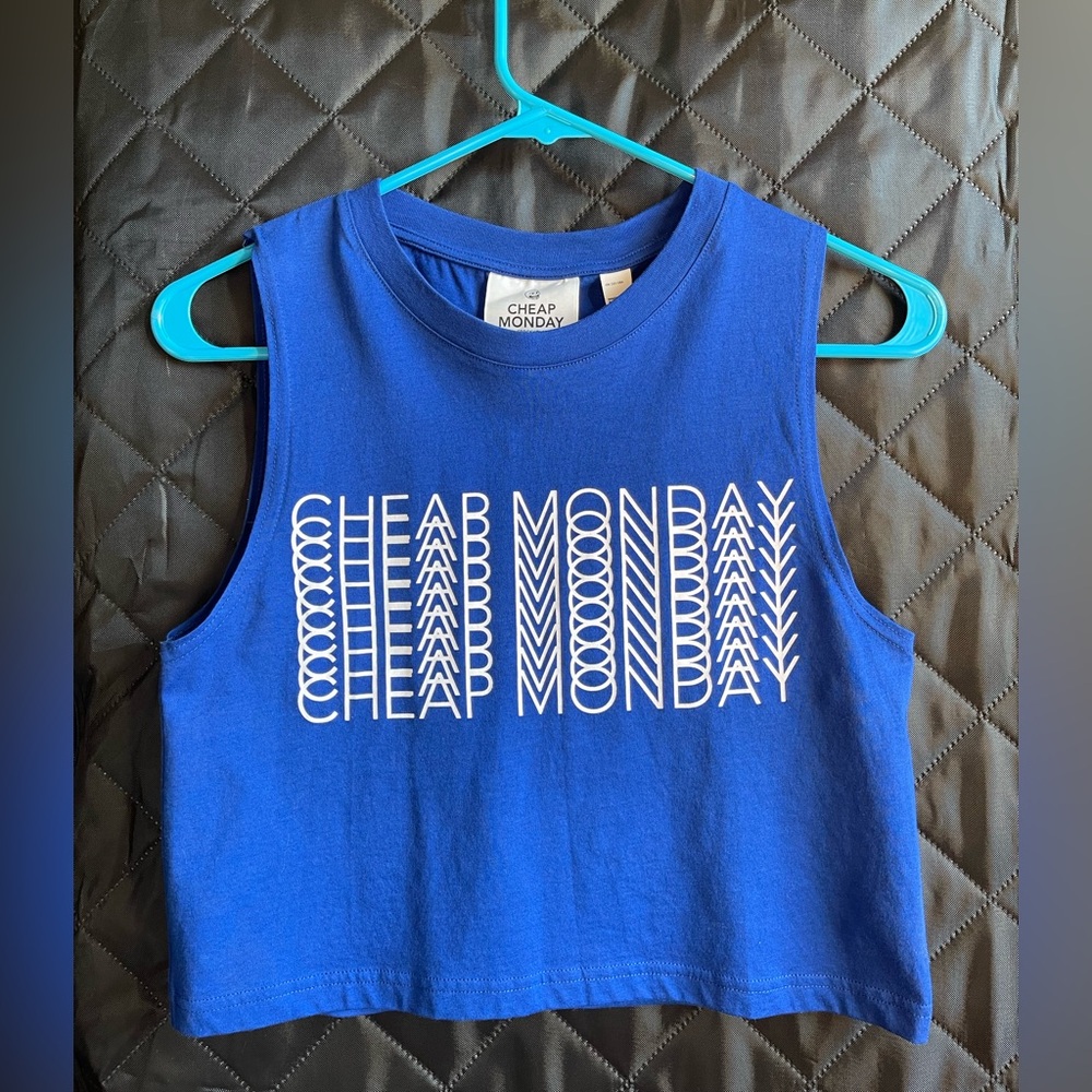 Cheap Monday Blue Sleveless Cropped Top 100% Organic Cotton
